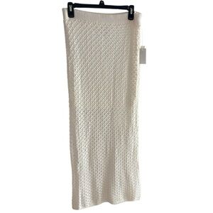 OLIVE + OAK Ivory Crochet Knit Maxi Skirt‎